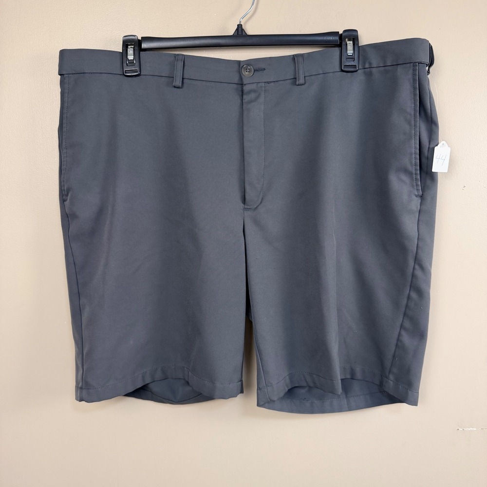 Haggar Cool 18 Pro Mens Shorts 44 Charcoal Gray Flat Front Golf Performance